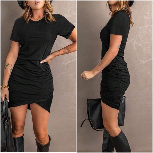 Dresses & Skirts - 045 Solid Short Sleeve Mini Dress